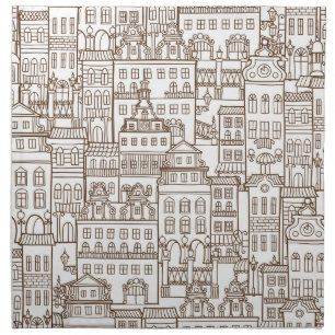 Vintage Houses: Architectural Seamless Pattern. Cloth Napkin