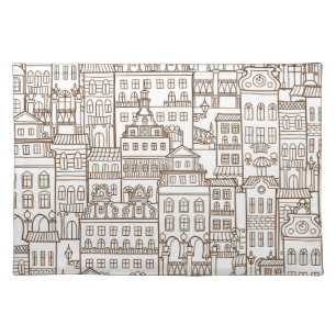 Vintage Houses: Architectural Seamless Pattern. Cloth Placemat