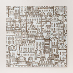 Vintage Houses: Architectural Seamless Pattern. Jigsaw Puzzle