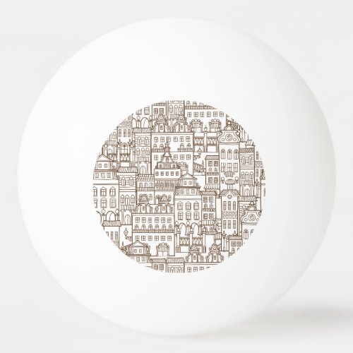 Vintage Houses Architectural Seamless Pattern Ping Pong Ball