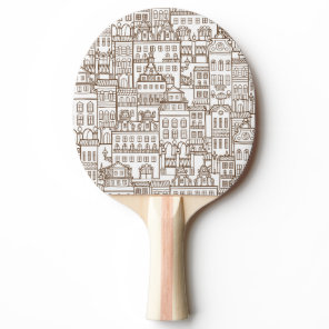 Vintage Houses: Architectural Seamless Pattern. Ping Pong Paddle