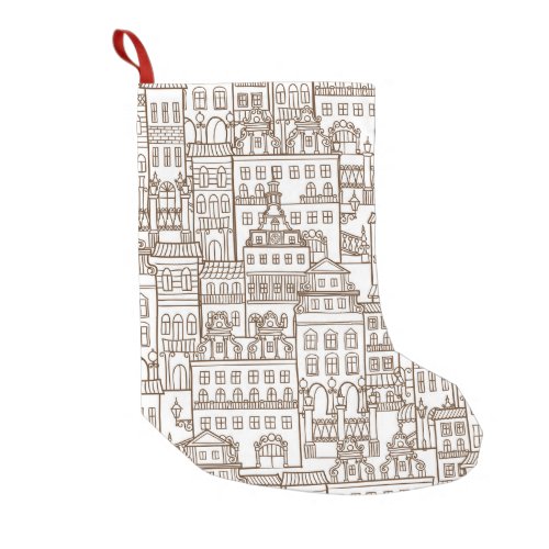 Vintage Houses Architectural Seamless Pattern Small Christmas Stocking