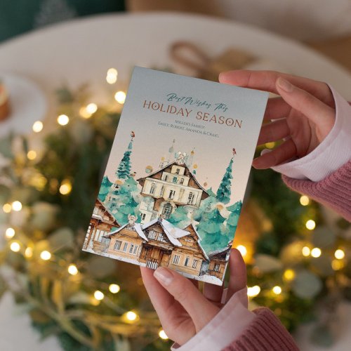 Vintage Houses Decorated with Christmas Symbols Invitation