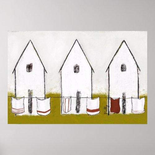 Vintage Houses With Laundry Poster