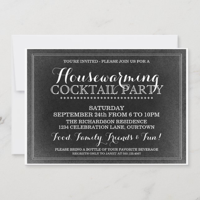 Vintage Housewarming Cocktail Party Invitation (Front)