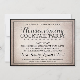Vintage Housewarming Cocktail Party Invitation