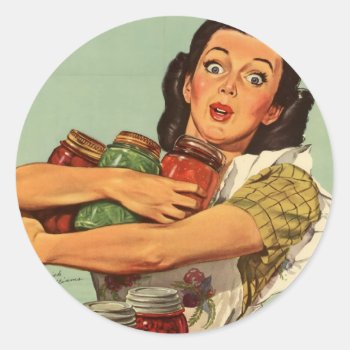 Vintage Housewife Classic Round Sticker by Vintage_Bubb at Zazzle