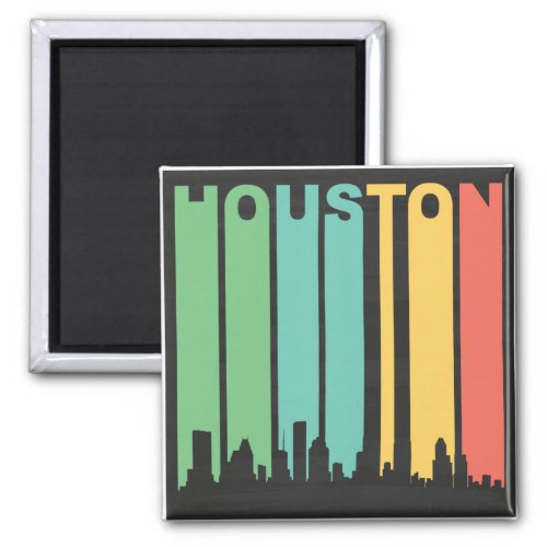 Vintage Houston Cityscape Magnet