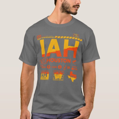 Vintage Houston IAH Airport Code Travel Day Retro  T_Shirt