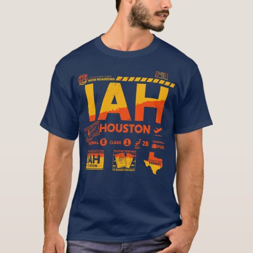 Vintage Houston IAH Airport Code Travel Day Retro  T_Shirt