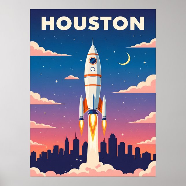 Vintage Houston Space City Poster (Front)