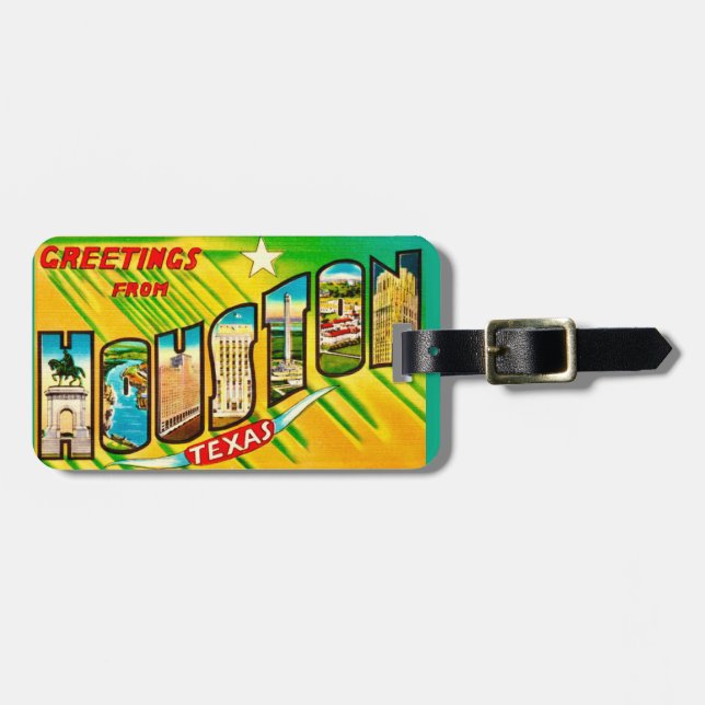 Vintage Houston Texas Luggage Tag (Front Horizontal)