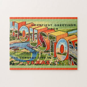 Vintage Houston Texas Postcard Jigsaw Puzzle