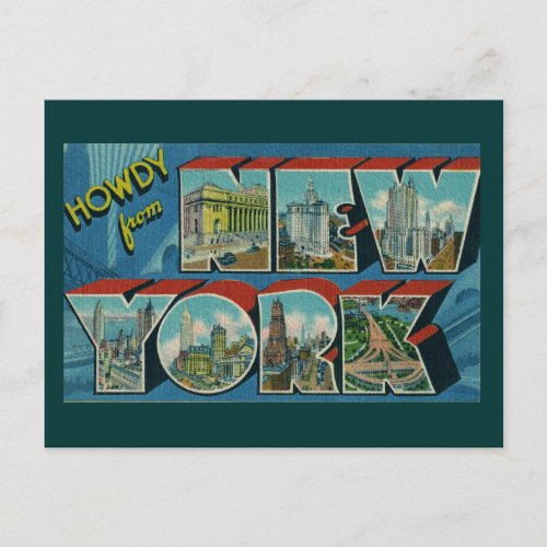 Vintage Howdy from New York Postcard