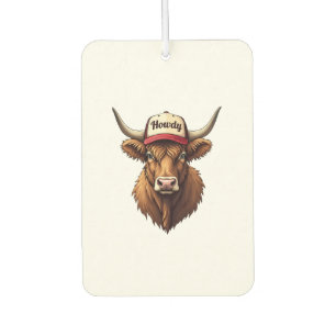 Vintage Howdy Highland Cow Western Trucker Hat Sty Air Freshener