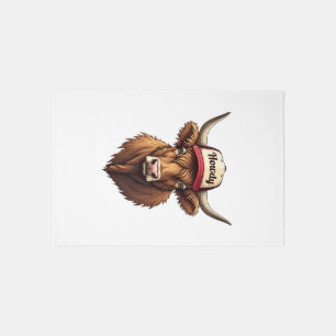 Vintage Howdy Highland Cow Western Trucker Hat Sty Rug