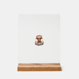 Vintage Howdy Honey Easter Highland Cow Cute Bunny Acrylic Sign
