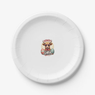 Vintage Howdy Honey Easter Highland Cow Cute Bunny Paper Plates