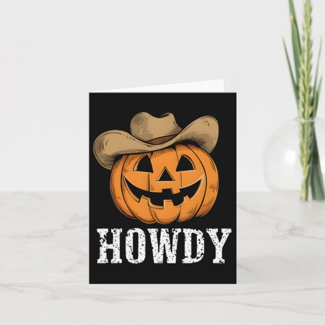 Vintage Howdy Pumpkin Cowboy Western  Card (Front)