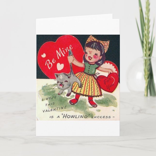 Vintage Howling Kitty Valentine's Day Card (Front)