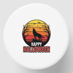 Vintage Howling Wolf Happy Halloween Vector Design Mini Candle Favors