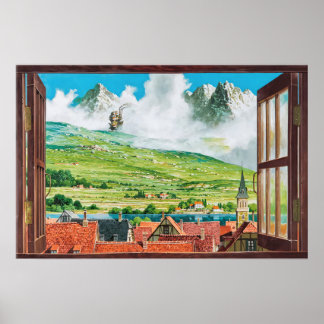Vintage Howl's Moving Castle Window Posters