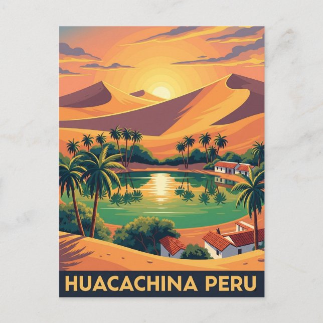 Vintage Huacachina Peru Travel Postcard (Front)