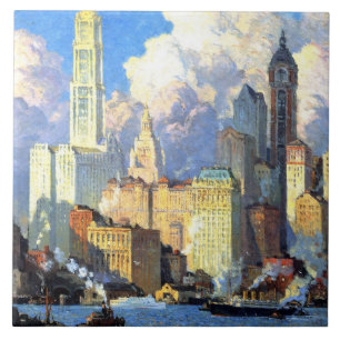 Vintage Hudson River Waterfront Ceramic Tile