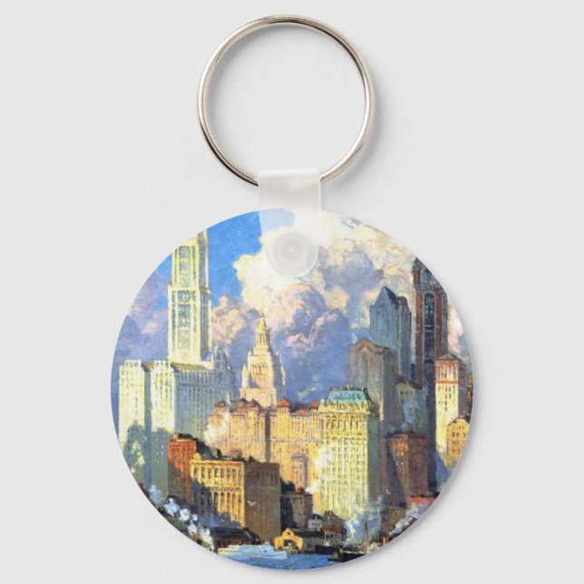 Vintage Hudson River Waterfront Keychain (Front)
