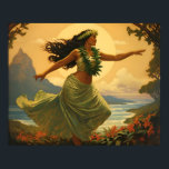 Vintage Hula Dance Hawaiian Woman Travel Poster<br><div class="desc">Vintage Hula Dance Hawaiian Woman Travel Poster. Beautiful Landscape Hawaii with the sunset Vintage Poster.</div>