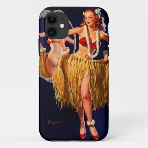 Vintage Hula Hawaiian Pin UP Girl iPhone 11 Case
