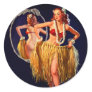 Vintage Hula Hawaiian Pin UP Girl Classic Round Sticker