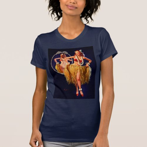 Vintage Hula Hawaiian Pin UP Girl T_Shirt