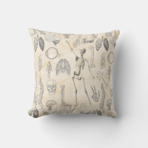 Vintage Human Anatomy Cream Marfil Marble Throw Pillow