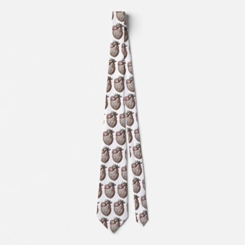 Vintage Human Anatomy Heart Organs Healthy Neck Tie