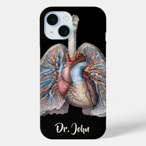 Vintage Human Anatomy Lungs Heart Organs Blood iPhone 15 Case