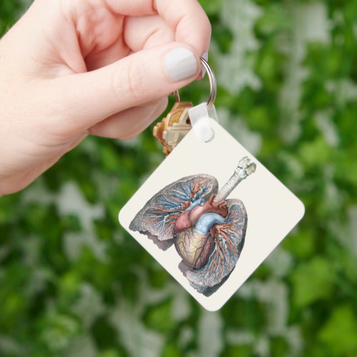 Vintage Human Anatomy Lungs Heart Organs Blood Keychain
