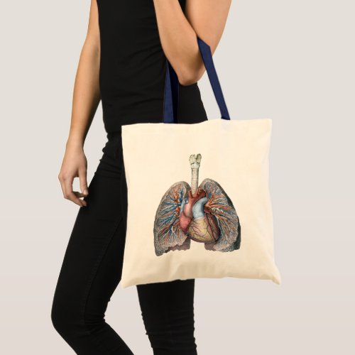 Vintage Human Anatomy Lungs Heart Organs Blood Tote Bag