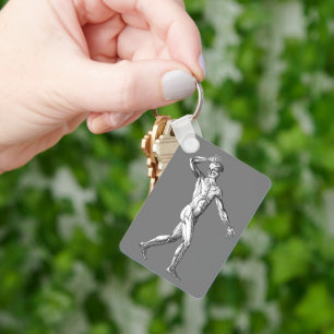 Vintage Human Anatomy, Male Body Muscles Keychain