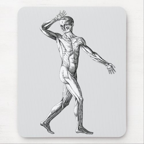 Vintage Human Anatomy Male Body Muscles Mouse Pad