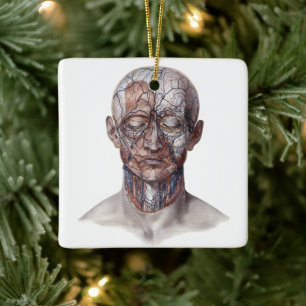 Vintage Human Anatomy Science, Head Throat Nose Ceramic Ornament