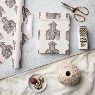 Vintage Human Anatomy Throat, Neck, Chest, Ribs Wrapping Paper