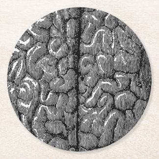 Vintage Human Brain Illustration Round Paper Coaster