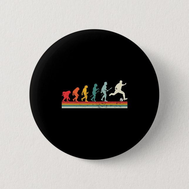 Vintage Human Evolution Soccer Player Football Soc Button (Front)