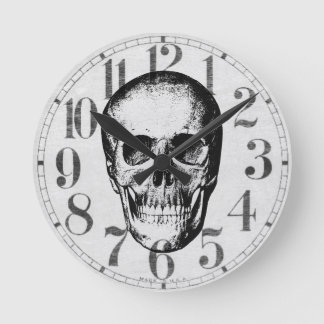 Vintage Human Skull Face Round Clock