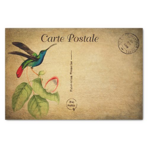 Vintage Humming Bird Floral Flowers French Tissue Paper