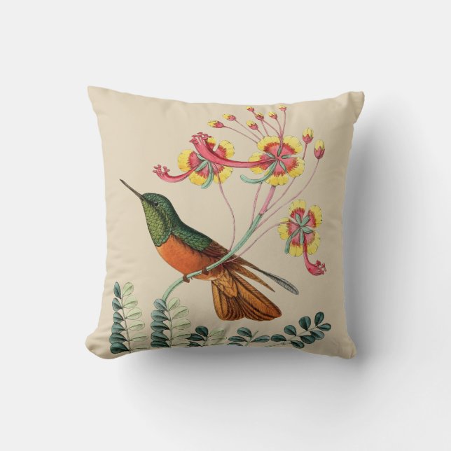 Vintage Humming bird home office pillow (Front)
