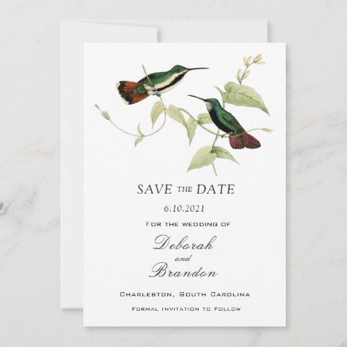 Vintage Humming Bird Wedding Save the Date