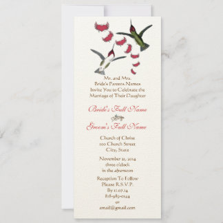 Vintage Humming Birds Wedding Invitation