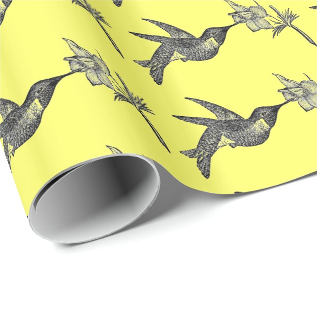 Vintage Hummingbird And Flower Gift Wrapping Paper (Roll Corner)